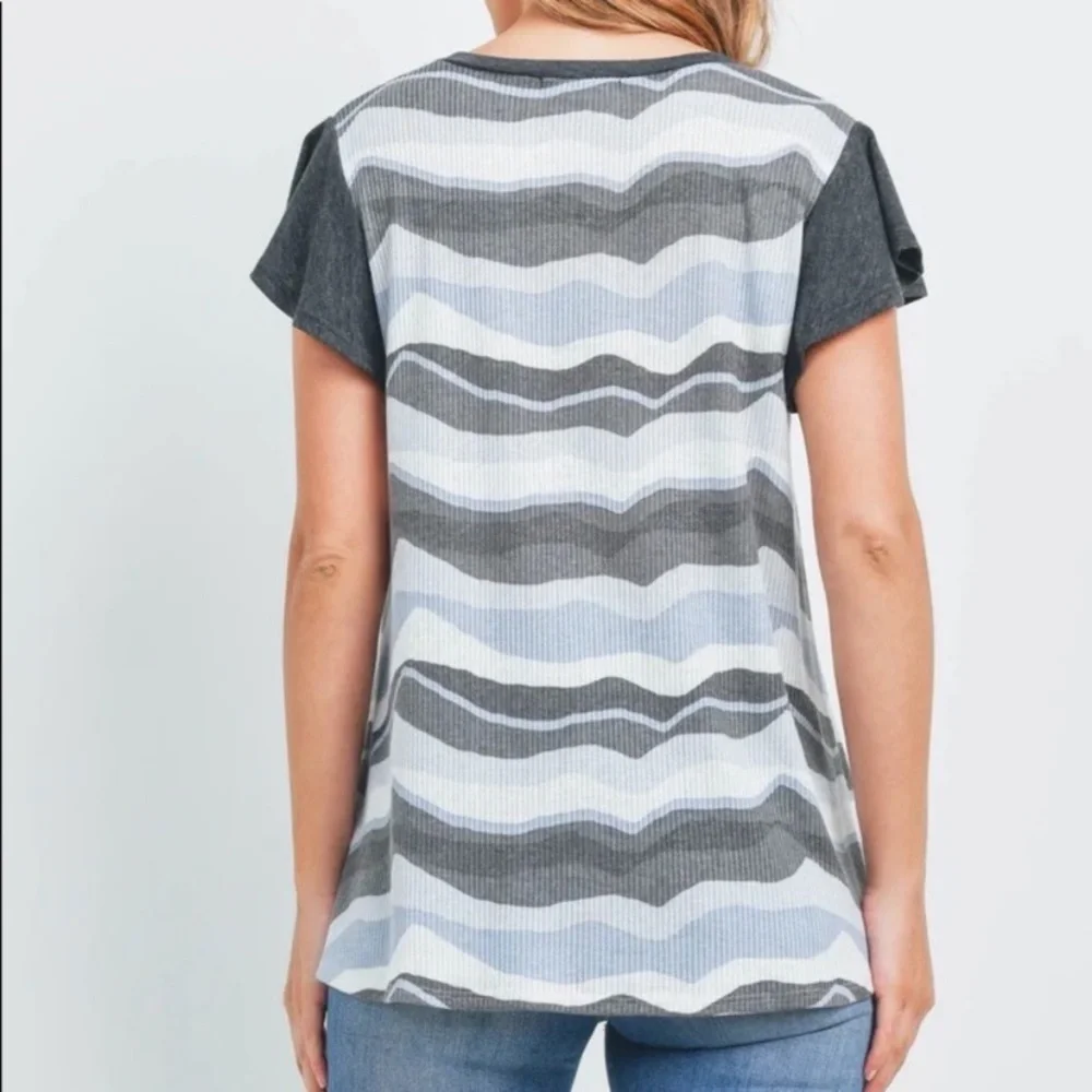 New Womens Soft Light Ribbed Basic Flutter Sleeve SPRING Blouse Top - Picture 5 of 5